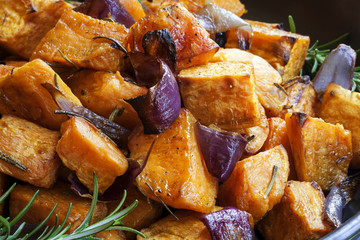 Sweet Potato baked with Red Onions and Rosemary