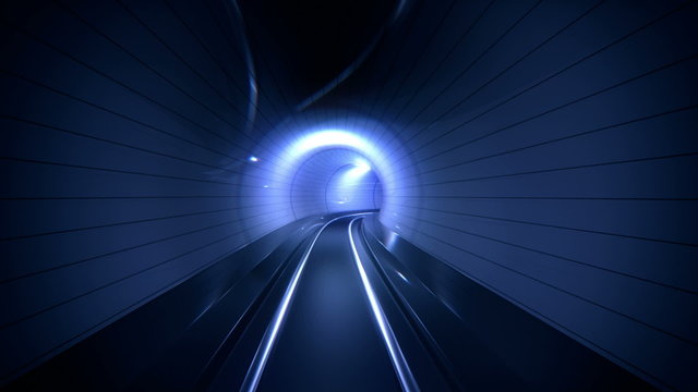 Endless ride inside the futuristic metro tunnel. Loopable animation. HD