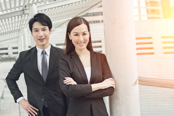 Asian business man and woman