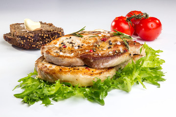 Pieces of carbonate of pork with vegetables and spices.  Not iso