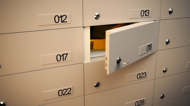 A solid metal lockers are used by the bank to protect and secure the deposit.