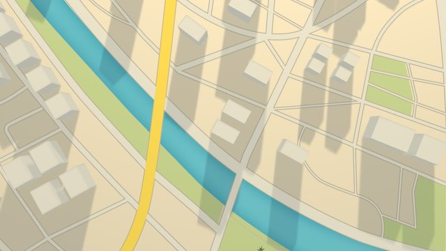 White, abstract gps city map with the 3d representation of skyscrapers and trees