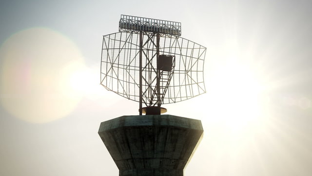 Animation of a rotating radar controlling airport communication. Loopable. HD