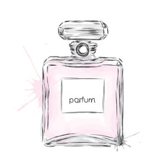 Perfume bottle vector. Trendy print. Fashion & Style. Perfume. Perfume watercolor. - 98704900