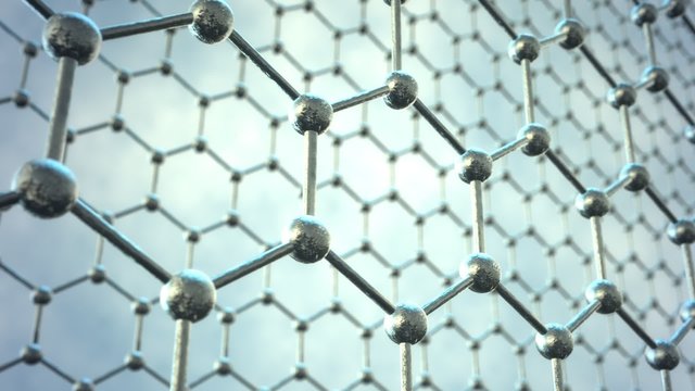 Loopable graphene structure. Two rows of carbon atoms. Silver honeycombs