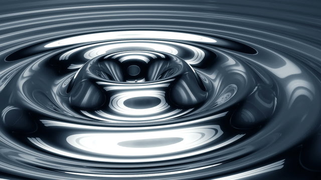 Endless abstract animation of circular metallic liquid ripples. Loopable. HD