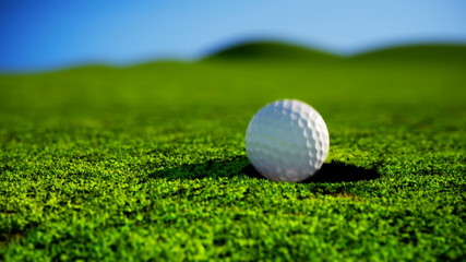 Animation of a golf ball precisely falling into aimed target hole. Loopable. HD
