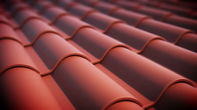 Endless animation of the red ceramic roof tiles. Exterior. Closeup. Loopable. HD