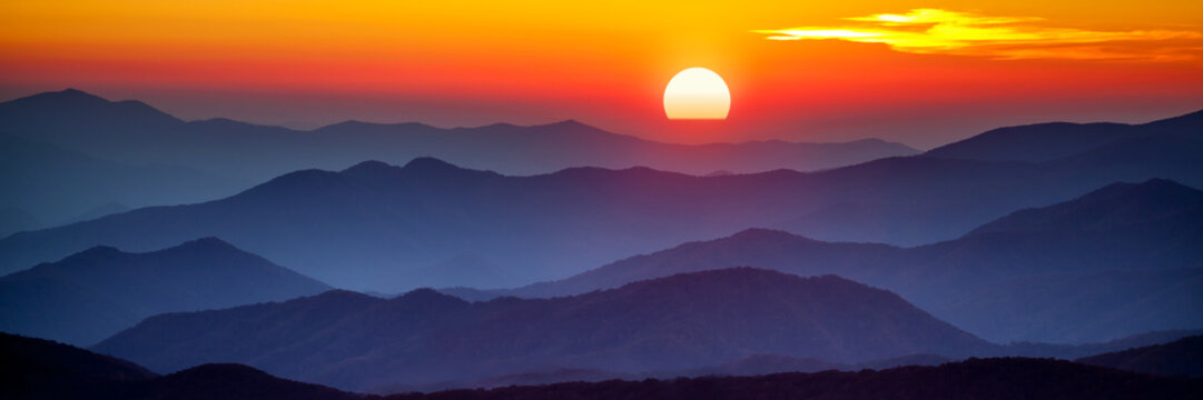 Fototapeta Smoky mountain sunset