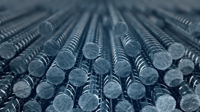 Background CG animation of steel reinforcing rods. Building working construction
