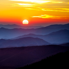 Smoky mountain sunset