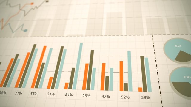 A presentation set of graphics charts with symbols on a white background.