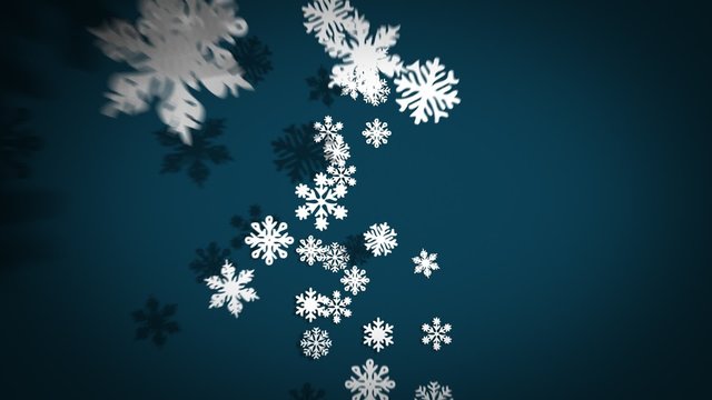 White snowflakes falling down and creating a graphic pattern of Christmas tree.