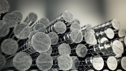 Background CG animation of steel reinforcing rods. Building working construction