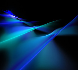 Abstract black background with blue and turquoise steps and path