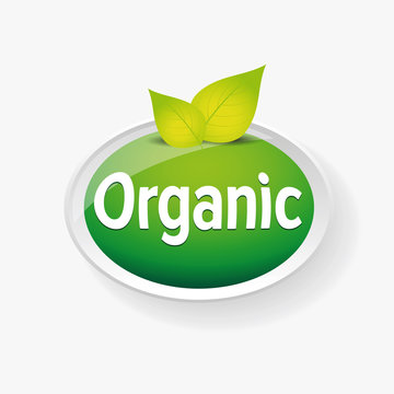 Organic label vector with leaf