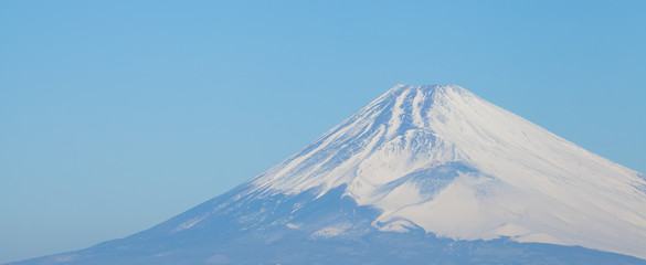 Top of Mountain fuji with snow in winter season