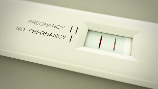 Medical animation of the positive passed pregnancy test. Two lines. Closeup. HD