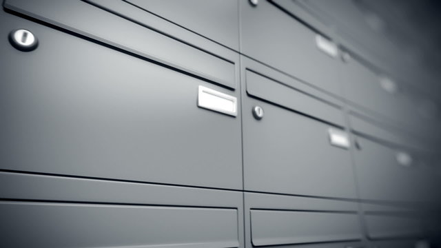 The infinite wall of mailboxes. The correspondence delivery. Loopable. HD