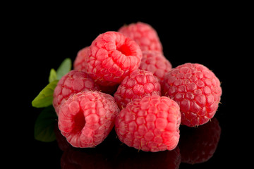 Raspberries with leaves