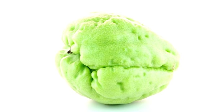 Chayote also known as chow chow and Chu Chu isolated on white.