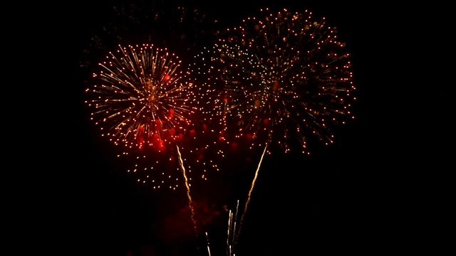 Fireworks of various colors bursting 