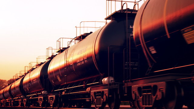 Railway transportation of the fuel, gasoline or oil tank. Loopable animation. HD