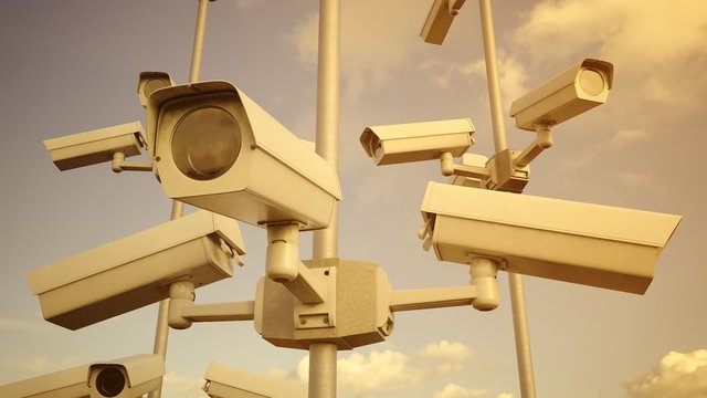 Security cameras monitoring the private property, observe and record the video.