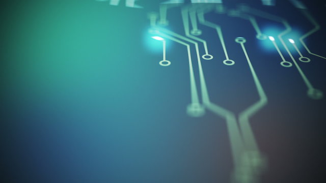 Creating circuit board pathways conceptual digital communication or network.