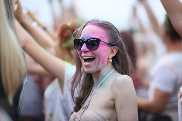 Beautiful woman celebrating Holi festival