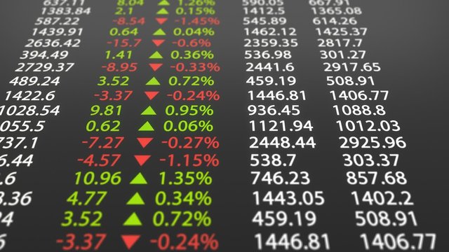 Stock market board. Display and monitors growth and loss of the shares.
