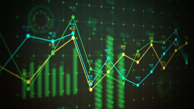 Advanced futuristic graphic interface. Displays abstract diagrams and charts.