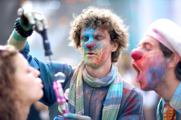 Professional entertainers at Holi festival