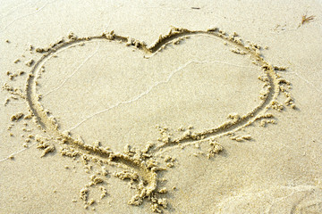 Heart drawn in the sand