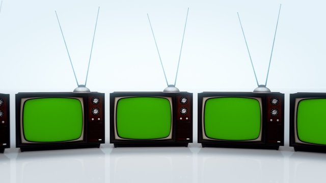 The loopable collection of an old-fashioned color tv set with the antenna tuner.