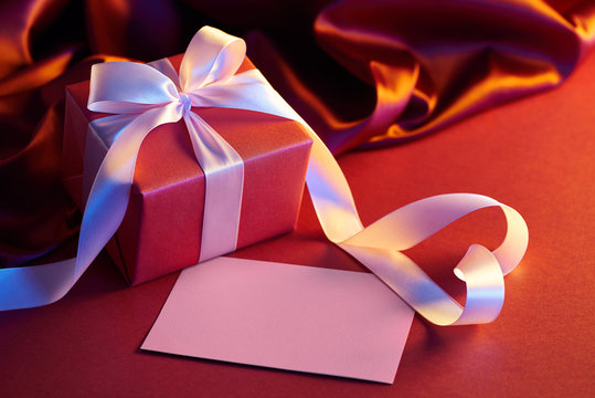 Gift Box With Heart Shape Ribbon