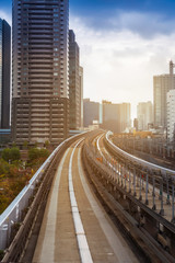 Fototapeta na wymiar Tokyo cityscape and railway