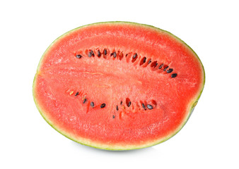 watermelon half cut with seed on white background