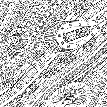 Doodle background in vector with ethnic pattern. © juliasnegi
