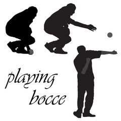 Silhouettes of men playing bocce - 98712387