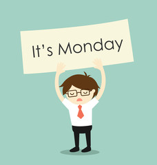 Business concept, Business man feeling tired on Monday. Vector illustration.