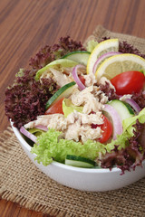 Fresh vegetable salad with tuna