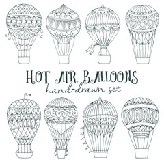Hot air balloon vector set