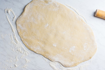Pastry rolling on the table