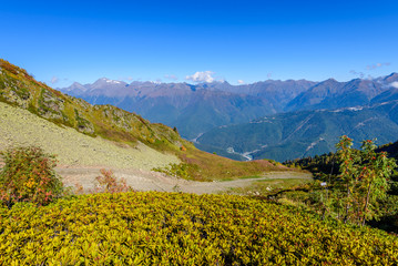 Scenic Caucasus mountains in autumn, Sochi, Russia.