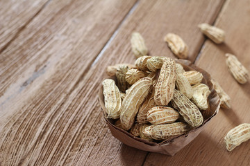 boiled peanut on wooden table