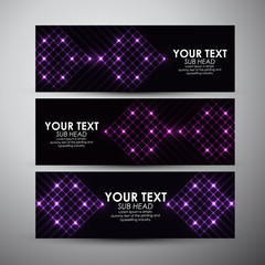 Vector banners set with Abstract purple square shining background