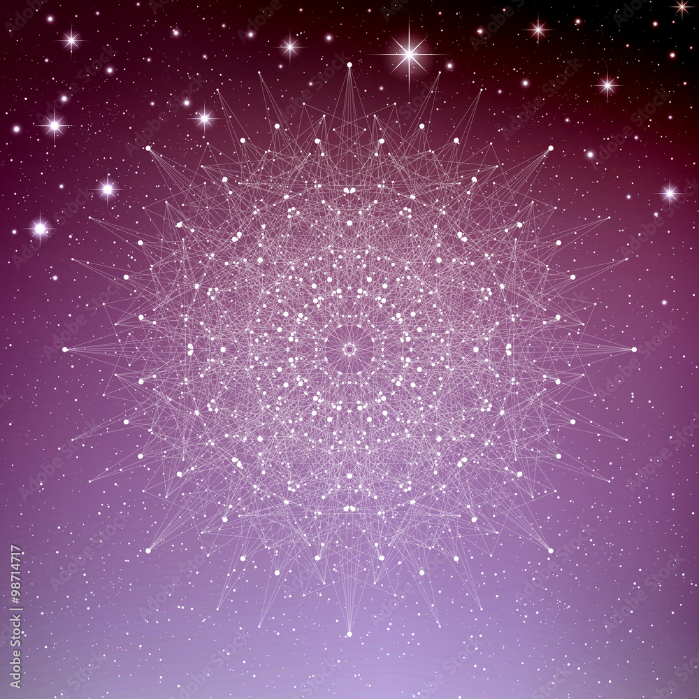 Poster Geometric abstract form with connected lines and dots. Vector illustration