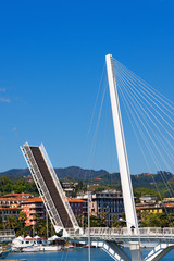 Bridge of Thaon di Revel - La Spezia Italy / View of  the Bridge of Thaon di Revel (movable bridge) in La Spezia harbor at day - Liguria Italy