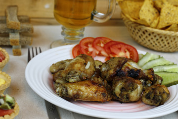 wings barbecue sauce vegetables